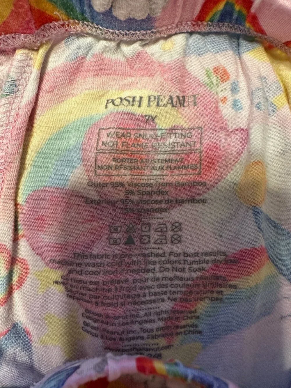 Posh Peanut Bamboo Rainbow Butterfly Daisy Pajama Pants Girls 7Y